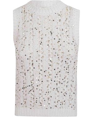 Peserico Cotton Ribbon Tricot Top - White