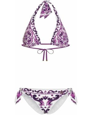 Dolce & Gabbana Maiolica Print Bikini Set - Purple