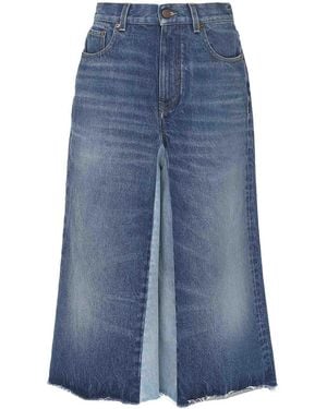 Chloé Shorts Bermuda In Denim Patchwork - Blue