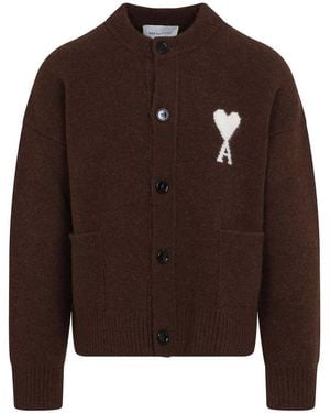 Ami Paris Cardigan Adc - Marrone