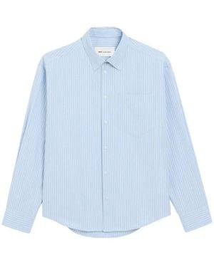 Ami Paris Ami De Coeur Striped Shirt - Blue