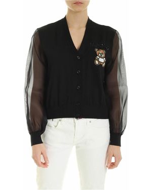 Moschino Teddy Embroidery Cardigan - Black