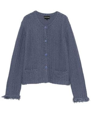 Emporio Armani Cotton Blend Blazer Jacket - Blue