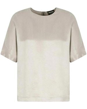 Giorgio Armani Cupro And Viscose Crew-Neck Blouse - Natural