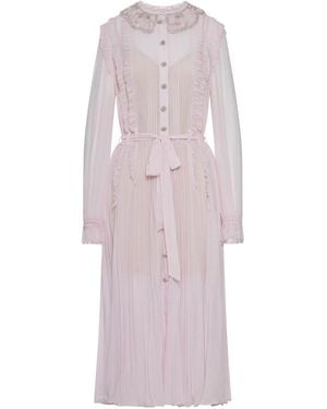 Self-Portrait Pleated Georgette Midi Dress - Pink