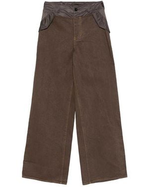 Sacai And Nylon Wide-Leg Pants - Brown
