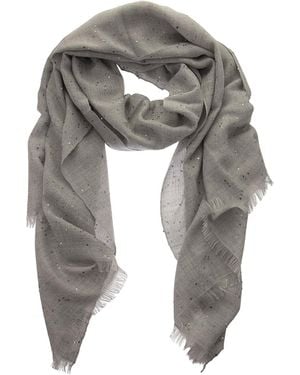 Brunello Cucinelli Cashmere And Silk Sequined Scarf - Grey