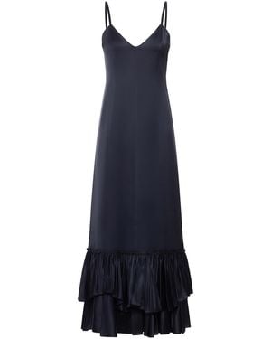Jil Sander Ruffled Silk Blend Dress - Blue