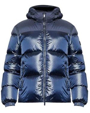 Add Down Jacket With Hood - Blue