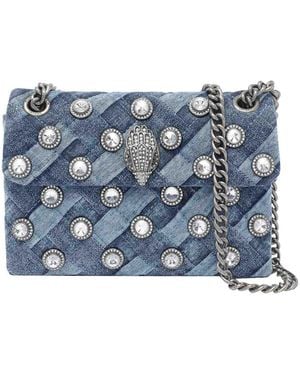 Kurt Geiger Denim Mini Kensington Crystals Crossbody Bag - Blue