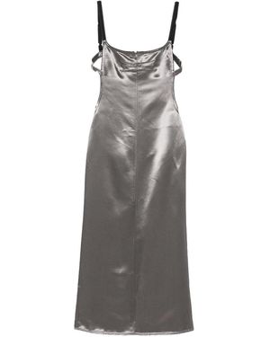 blue dress for baby girl Satin Midi Dress with Fringe Trim 42 (FR) / Grey