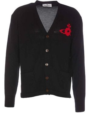 Vivienne Westwood Orb-Embroidered Wool Cardigan - Black