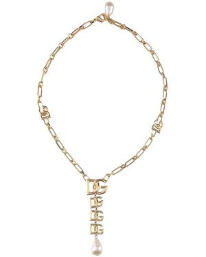Dolce & Gabbana Tone Chain Necklace With Charms - Metallic