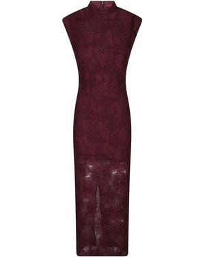 ROTATE BIRGER CHRISTENSEN Flower Mesh Floral High Neck Maxi Dress - Purple