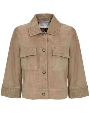 Leather Authority Karis Weaved Suede Jacket Vanilla - Brown