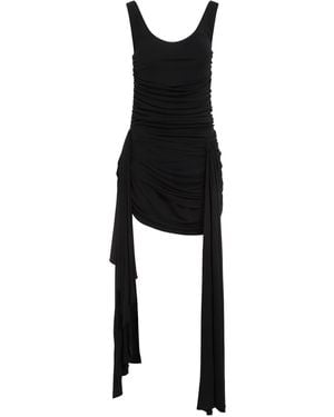 Mugler Draped Mini Dress With Side Trains - Black