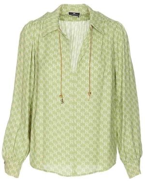 Elisabetta Franchi Shirt With V-Neck Long Sleeves - Green