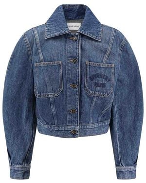 Givenchy Denim Jacket With Logo Embroidery - Blue