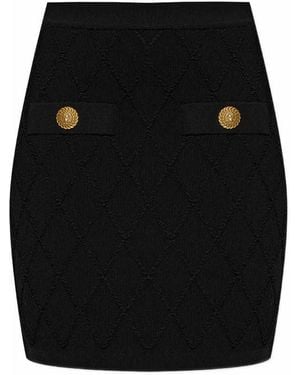 Balmain Quilted Mini Skirt - Black