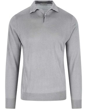 Ballantyne Silk And Cashmere Polo Shirt - Gray