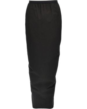Rick Owens Soft Cotton Long Skirt With Back Split - Black