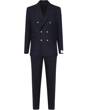 Eleventy Double-Breasted Platinum Suit - Blue