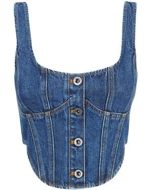 Self-Portrait Denim Corset Top - Blue