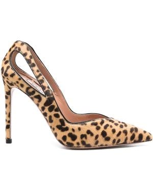 Aquazzura 105Mm Leopard-Print Cut-Out Court Shoes - Metallic