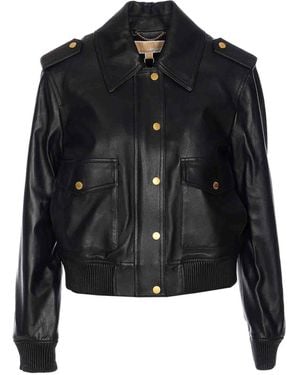 MICHAEL Michael Kors Leather Jacket With Epaulettes - Black