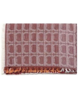 Ferragamo Gancini Monogram Jacquard Stole - Purple