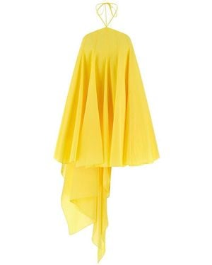 Jacquemus Pleated Dress With An Asymmetric Cut - Yellow