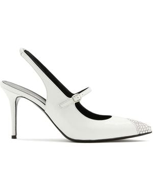 Alessandra Rich Crystal Slingback Pumps - White
