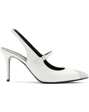 Alessandra Rich Crystal Slingback Court Shoes - White