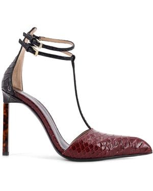 Tom Ford Leather Decollete With Python Effect - Red