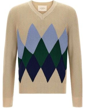 Ballantyne Argyle Pattern Jumper - Blue