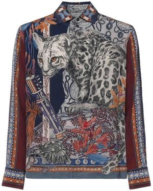 Etro Leopard Print Silk Shirt - Grey