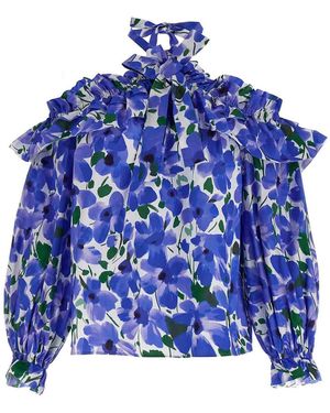 Carolina Herrera Floral Top - Blue