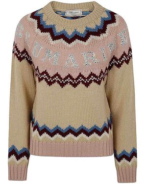 Blumarine Jaquard Crew Neck Jumper - Grey