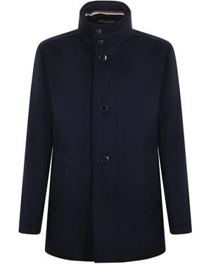 BOSS Wool And Cashmere Blend Coat - Blue