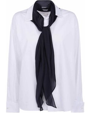 Sacai Poplin Shirt With Satin Tie - Blue