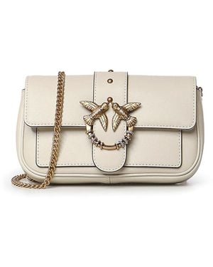 Pinko Love Bag Pocket Leather Shoulder Bag - White