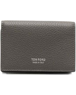 Tom Ford Soft Grain Leather Card Holder - Gray