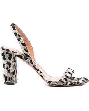 Aquazzura So Nude Sahara Jacquard Block Sandal 85 - Metallic