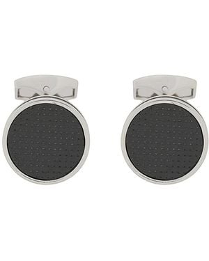 Tateossian Cufflinks Round Palladium Carbon Fibre - Grey