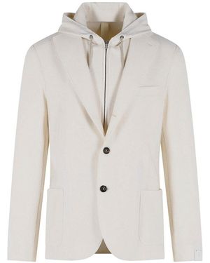 Eleventy Wool Hooded Blazer - White