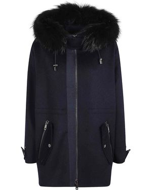 P.A.R.O.S.H. Parka W/Padded And Fur Trim - Blue