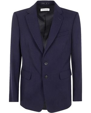Dries Van Noten Casual Wool Outerwear Jacket - Blue