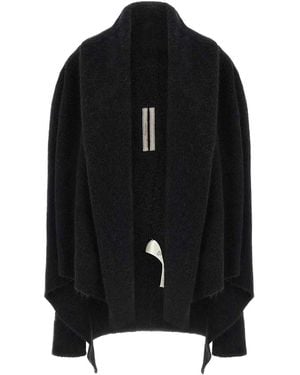 Rick Owens Hooded Medium Wrap' Cardigan - Black