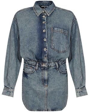 Patrizia Pepe Denim Mini Shirt Dress - Blue