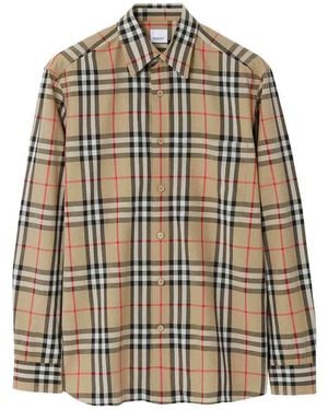 Burberry Check Cotton Shirt - Natural